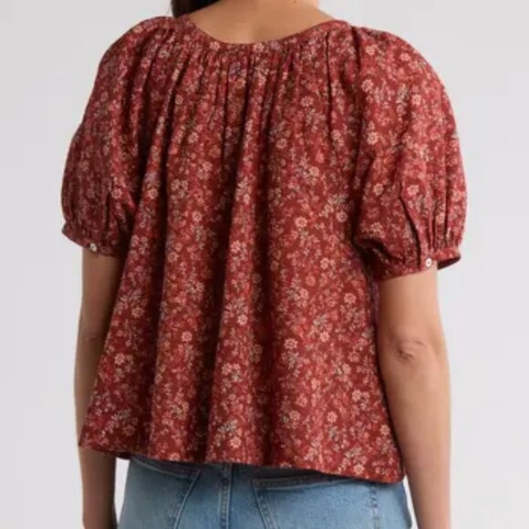 Madewell Emilina Floral Crinkle Cotton Boho Button Up Blouse Size S NWOT - Picture 2 of 11